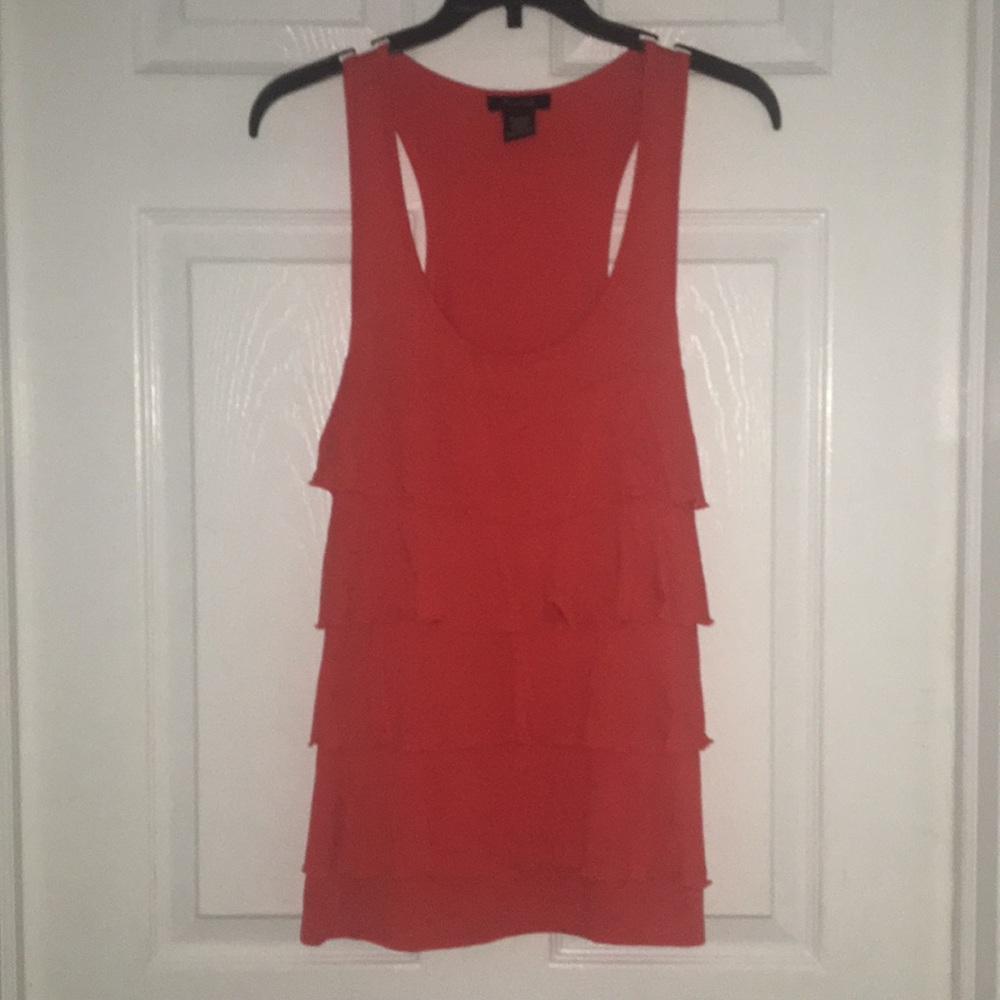 🍄5/$25🍄 Dark orange ruffled tank.